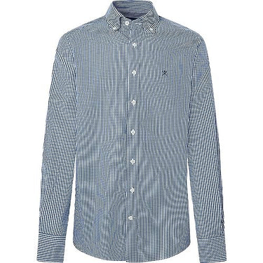 Hackett London Herren Essentielles Gingham Hemd, Weiß (Weiß/Blau), im Sale